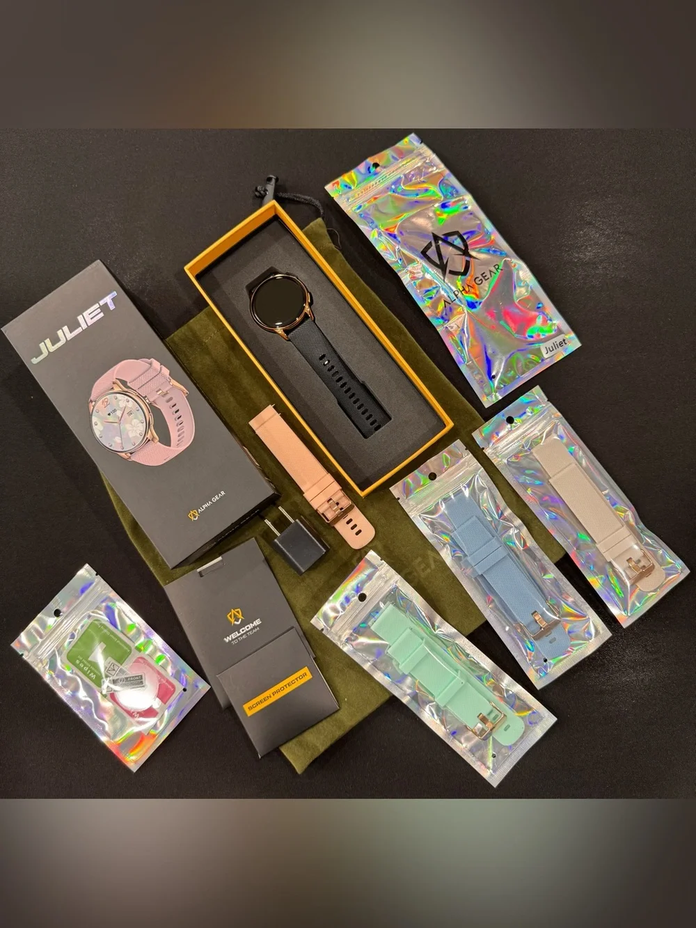 Alphagear JULIET Smartwatch Rose Gold iPhone Android Bundle